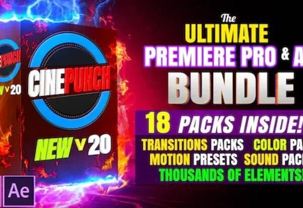 CINEPUNCH BUNDLE v20 – Transitions I Color LUTs I SFX – 18 PACKS – 9999+ Assets